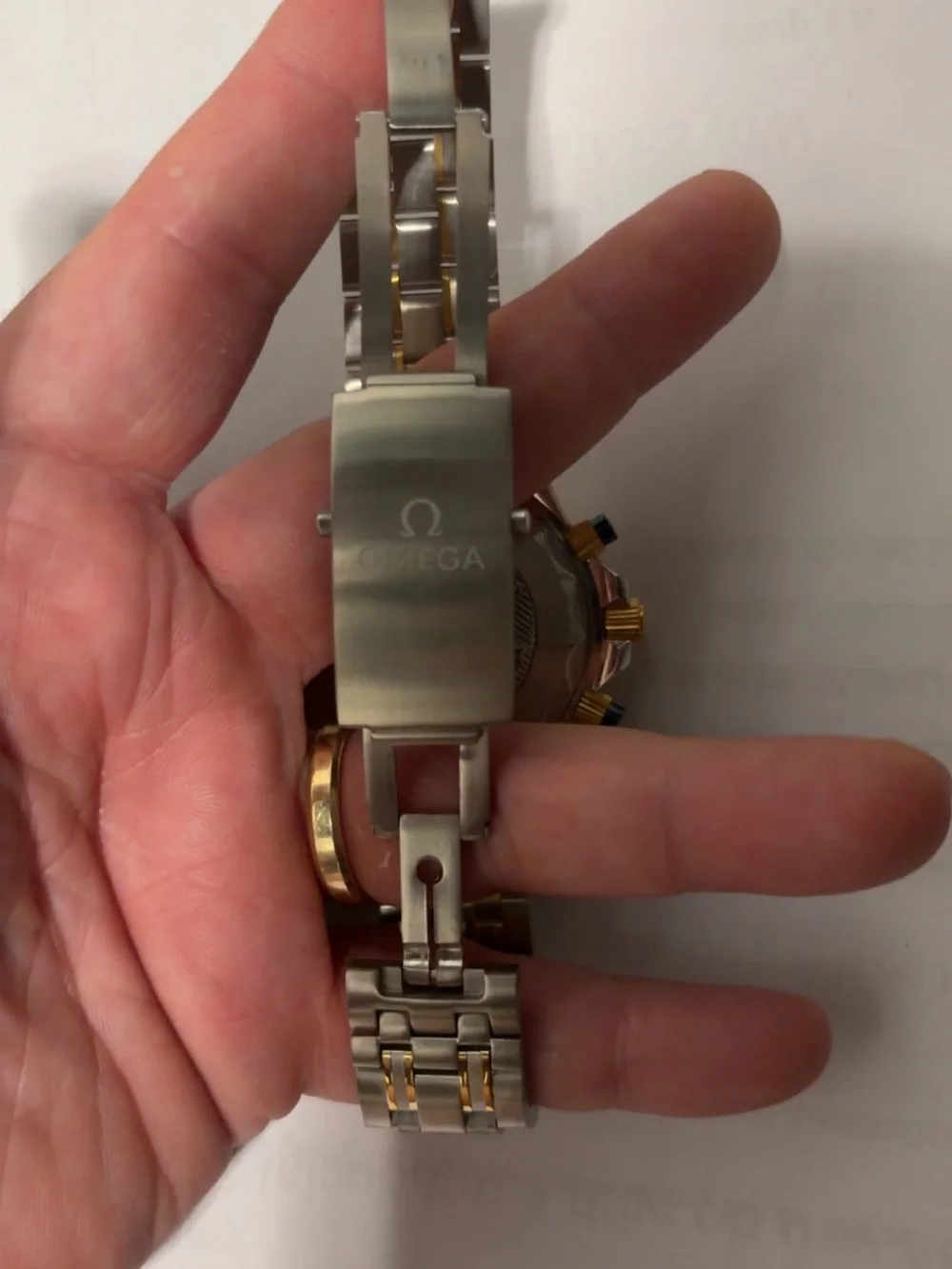 Omega Two-Tone Blue and Gold Diver Chronograph Watch